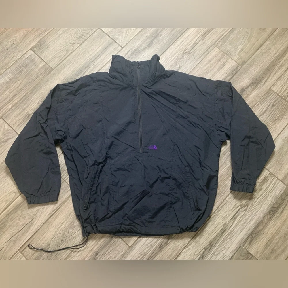 The North Face Vintage Windbreaker Black Half Zip Pullover Jacket Mens XL